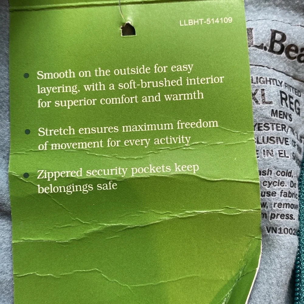 NWT L.L. Bean Slightly Fitted Mountain Fleece 1/2 Zip Pullover: Size Extra Large